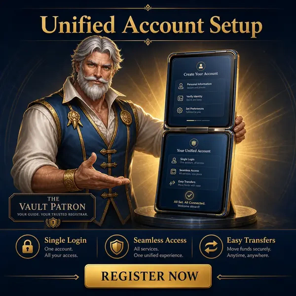 Professional registration guide demonstrating Vipzino dual-screen signup for unified casino access