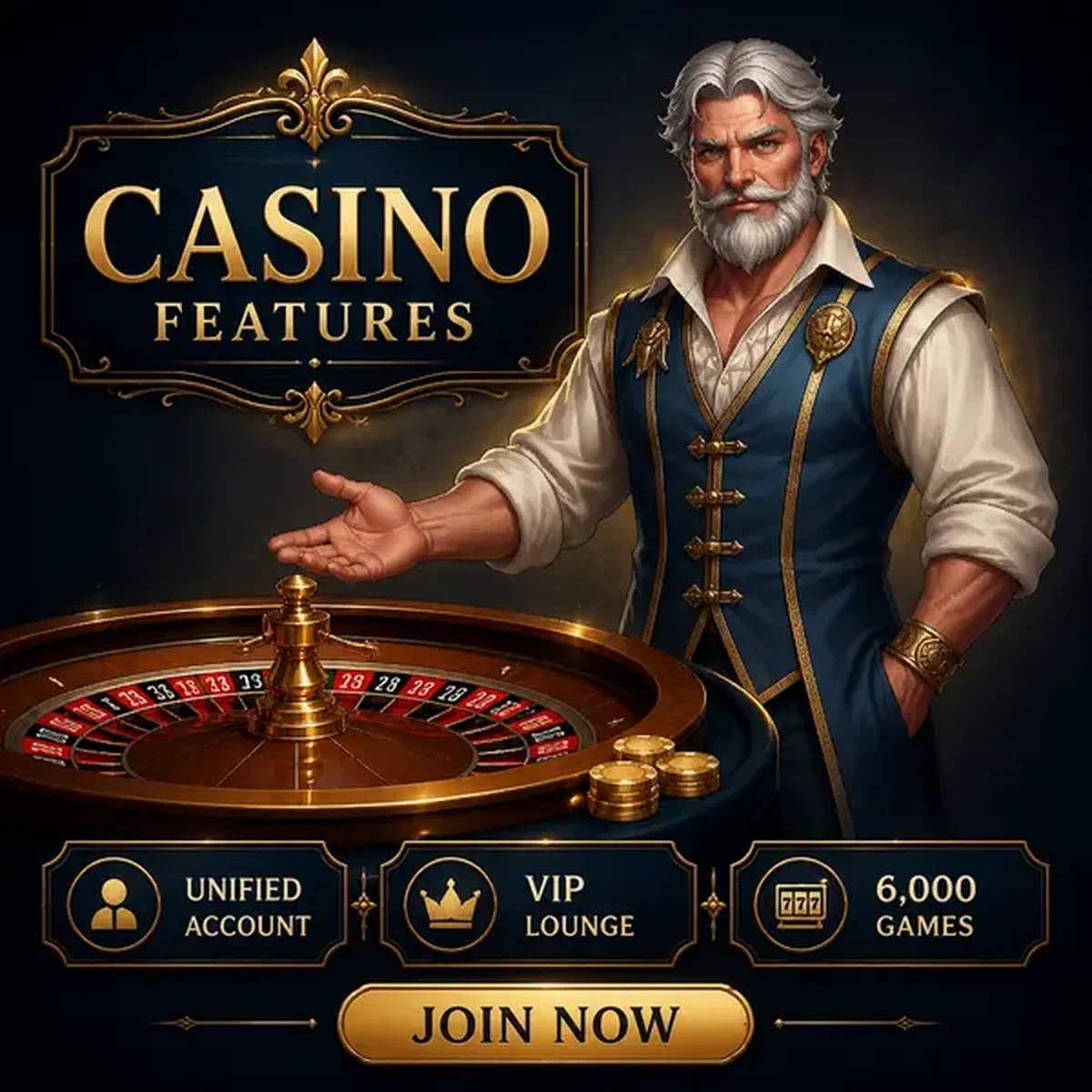 The Vault Patron presents roulette wheel at Vipzino Casino featuring unified account access